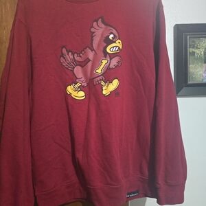 Red Sweatshirt with Cartoon Bird Design